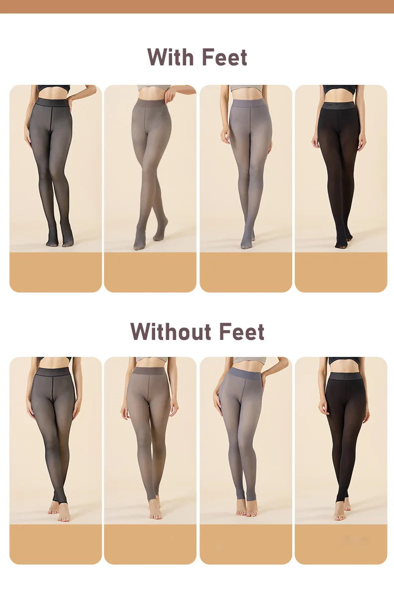 Fleece Lined Elastic Thermal Pantyhose Tights