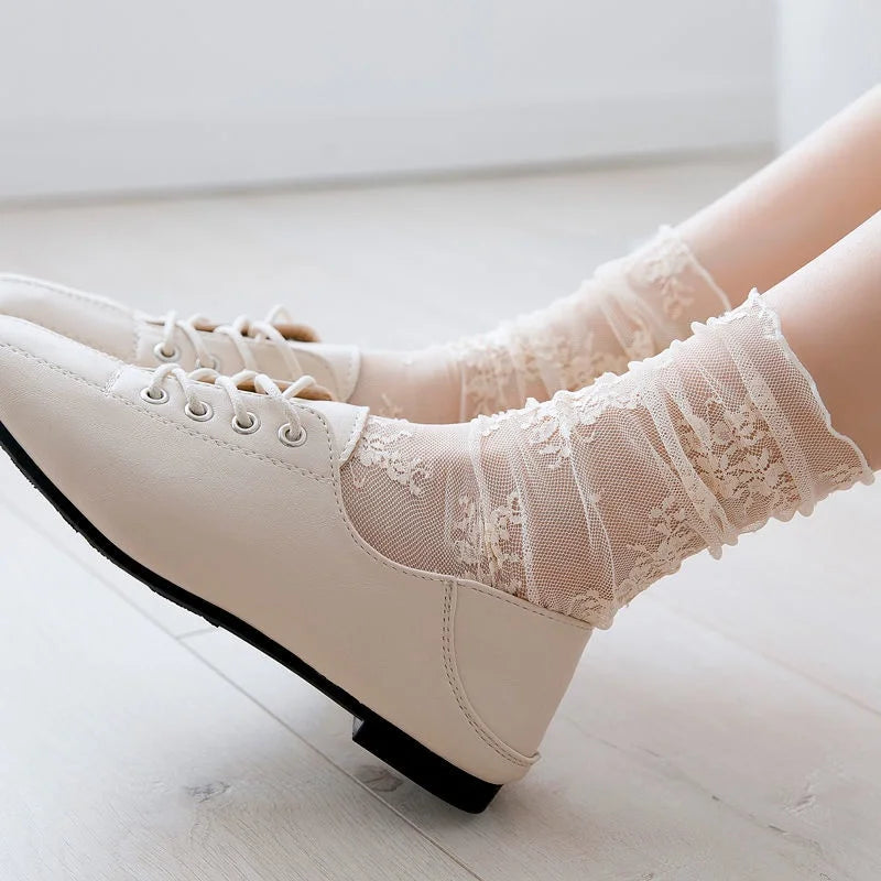 Floral Lace Mesh Ankle Socks