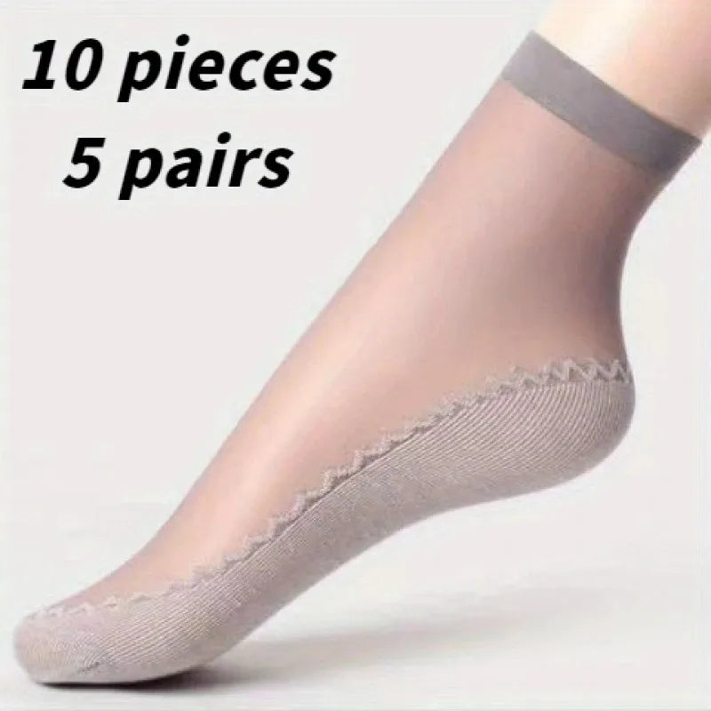 Cotton Nylon Low Tube Casual Socks 5 Pair Set