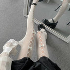 Polyester Nylon Bowknot Hollow Out Tights
