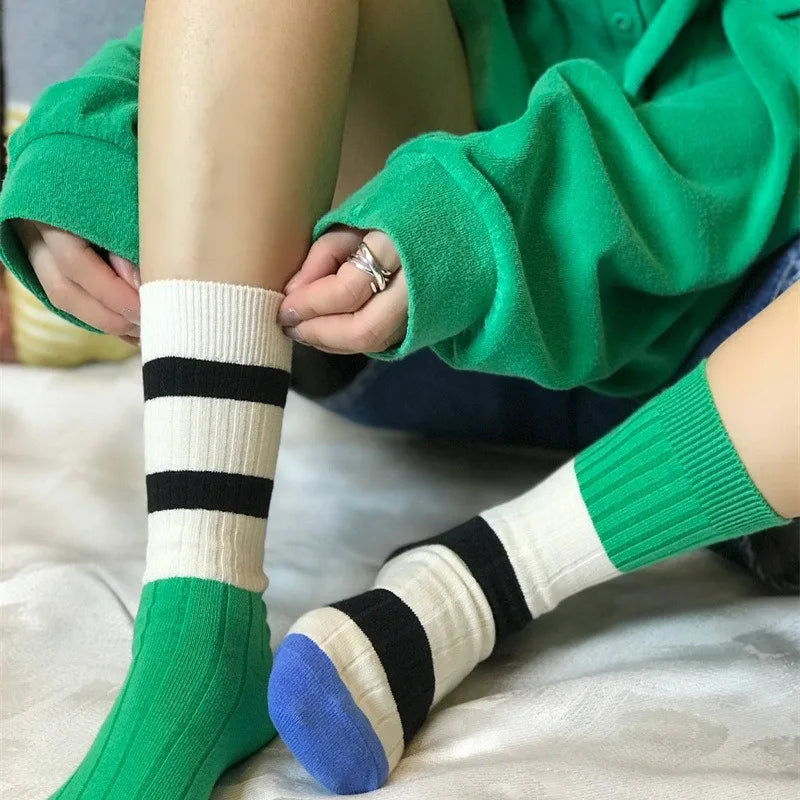 Striped Cotton Middle Tube Casual Socks - 2