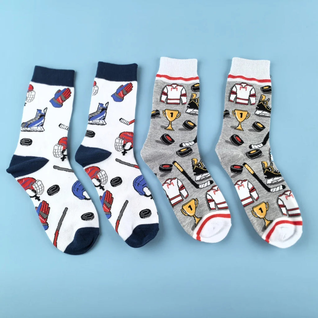 Polyester Elastane Ice Hockey Print Mid Calf Socks
