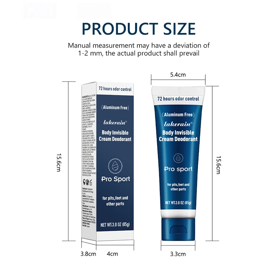 Invisible Body Deodorant Cream 72 Hour Odor Protection - 15