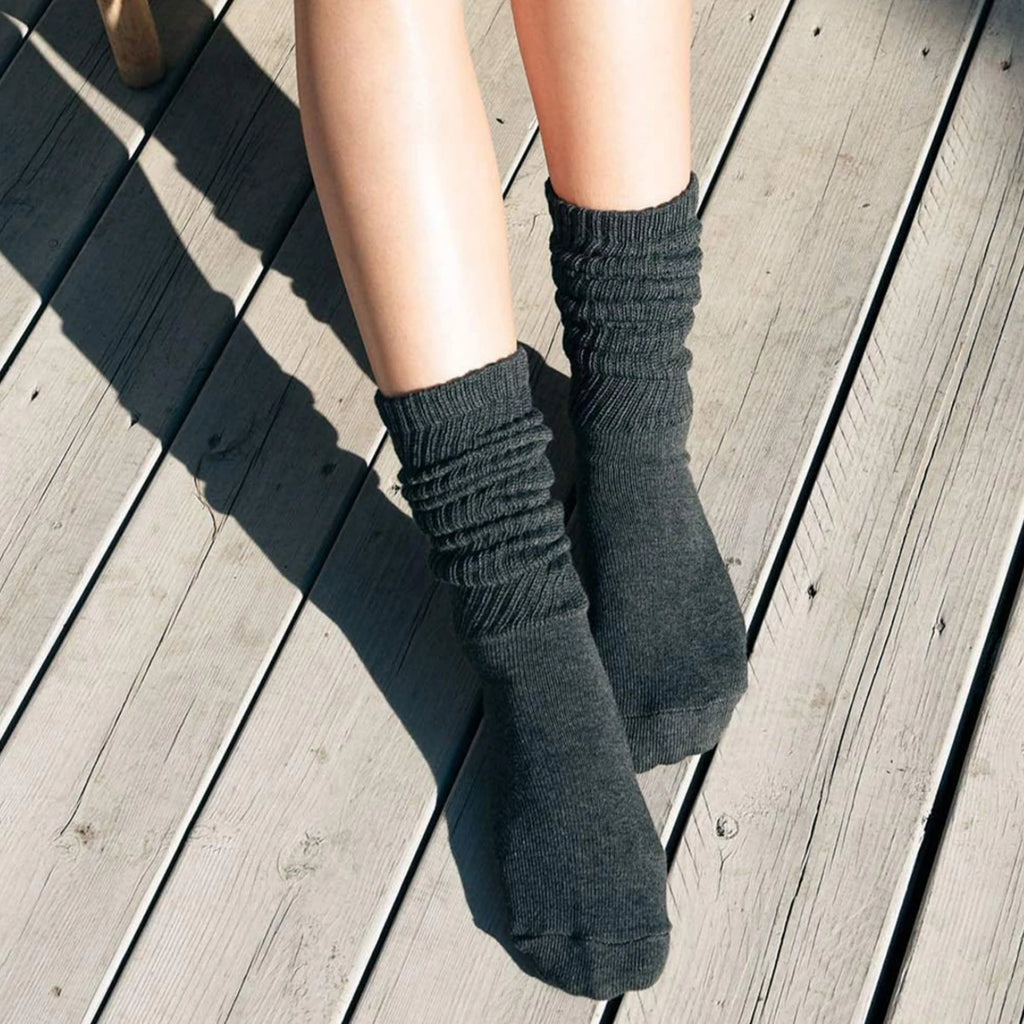 Polyester Elastane Knit Slouch Crew Socks