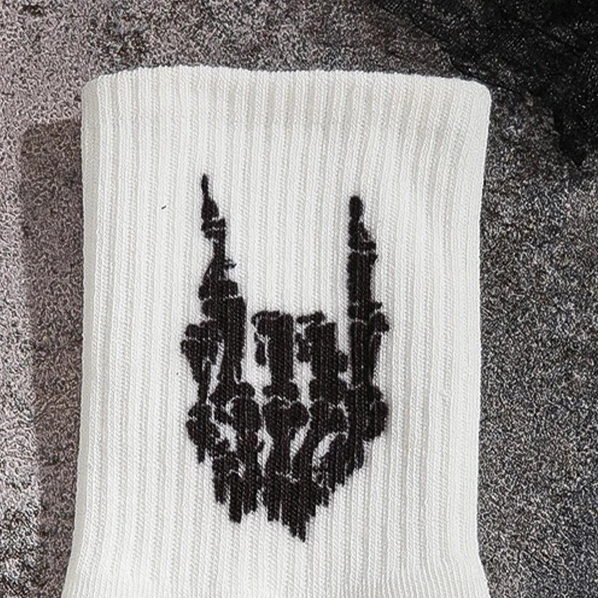 Polyester Elastane Skeleton Hand Print Crew Socks - 3