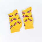 Yellow Cotton Blend Crab Pattern Casual Crew Socks