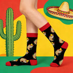 Polyester Elastane Sloth Pattern Mid Calf Casual Socks