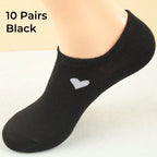Polyester Elastane Low Cut No Show Heart Pattern Socks