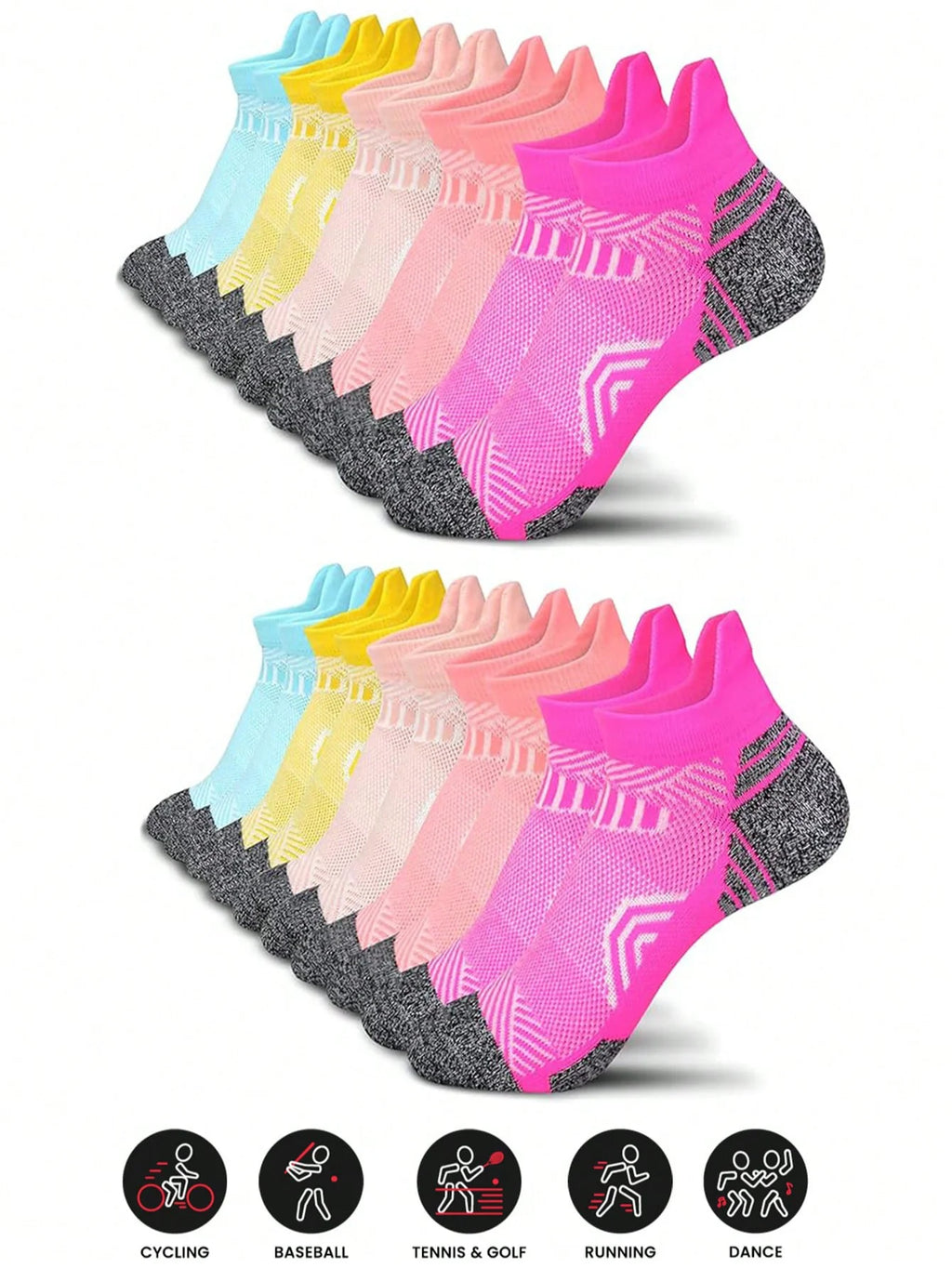 Unisex Polyester Low Cut Ankle Socks 5 Pair Pack