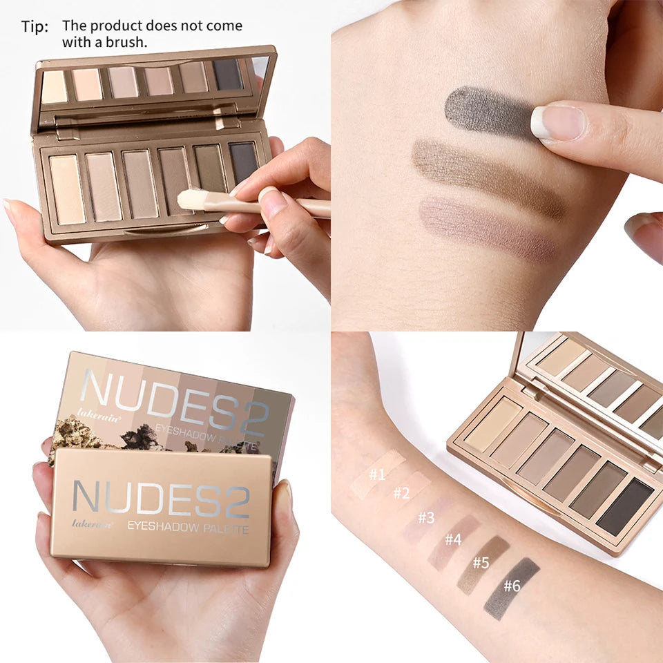 6 Color Eyeshadow Palette Matte Neutral Nude Tones - 16