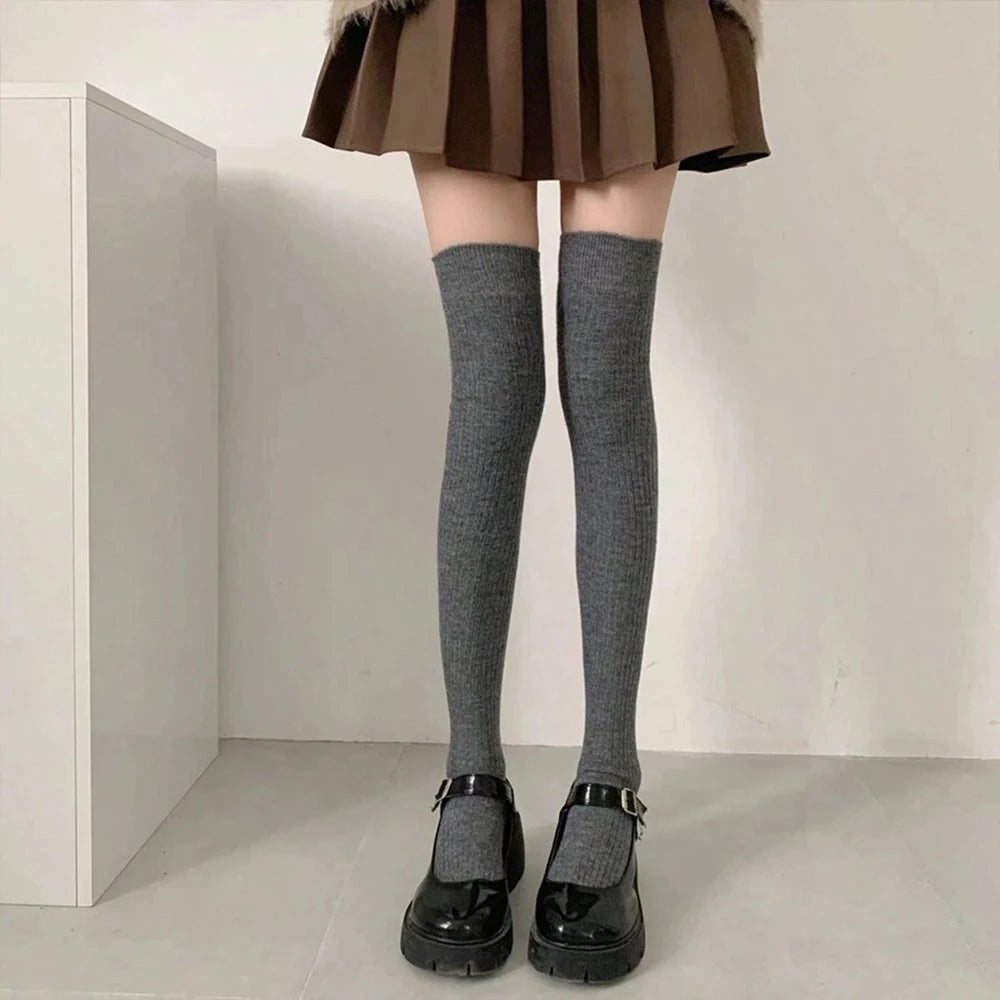 Polyester Elastane Striped Knee High Stockings