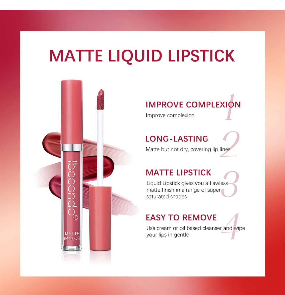 Matte Velvet Liquid Lipstick Waterproof Long Lasting Lip Glaze - 15
