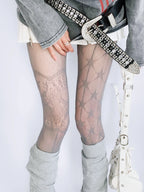 Nylon Elastane Star Pattern Mesh Pantyhose Tights
