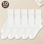 10 Pairs Polyester Elastane Crew Socks