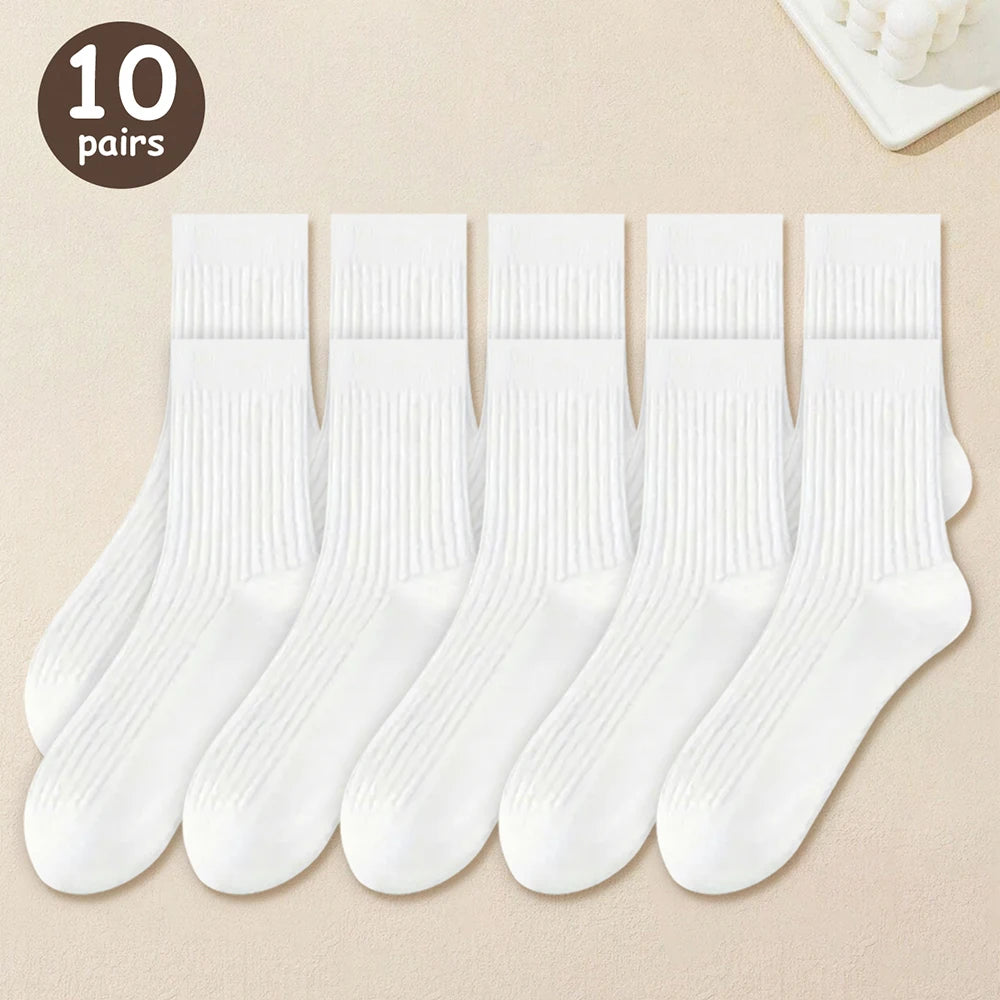 10 Pairs Polyester Elastane Crew Socks