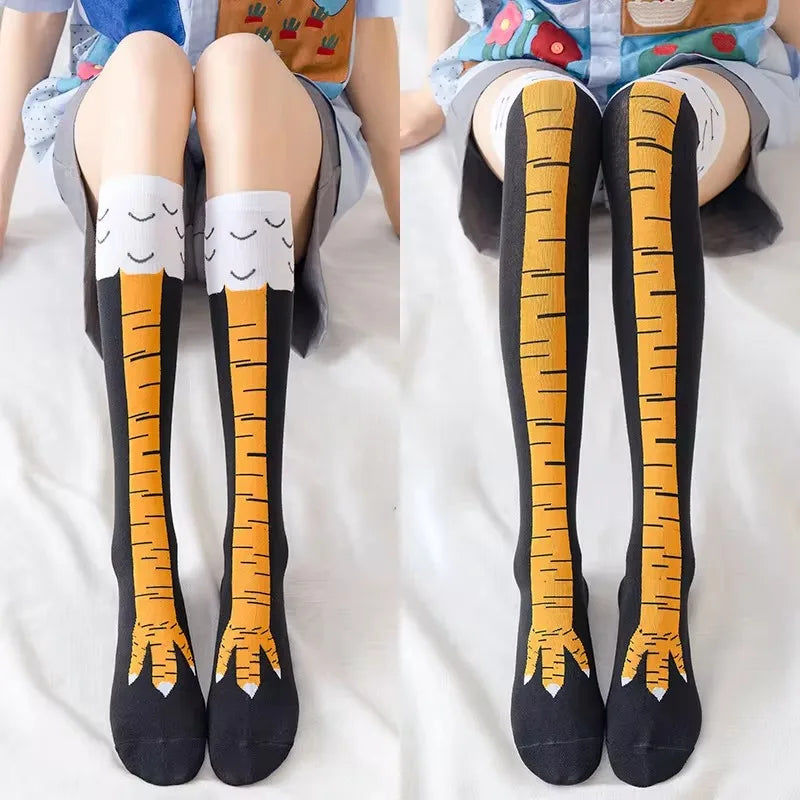 Polyester Nylon Over Knee Animal Print Stockings