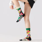 Cotton Blend Ball Themed Graffiti Mid Calf Unisex Socks