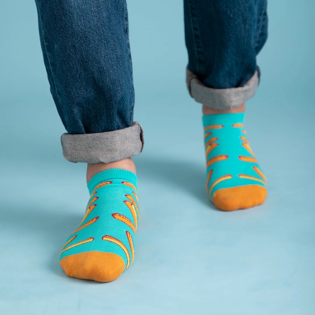 Cotton Blend French Fry Print Unisex Low Cut Socks