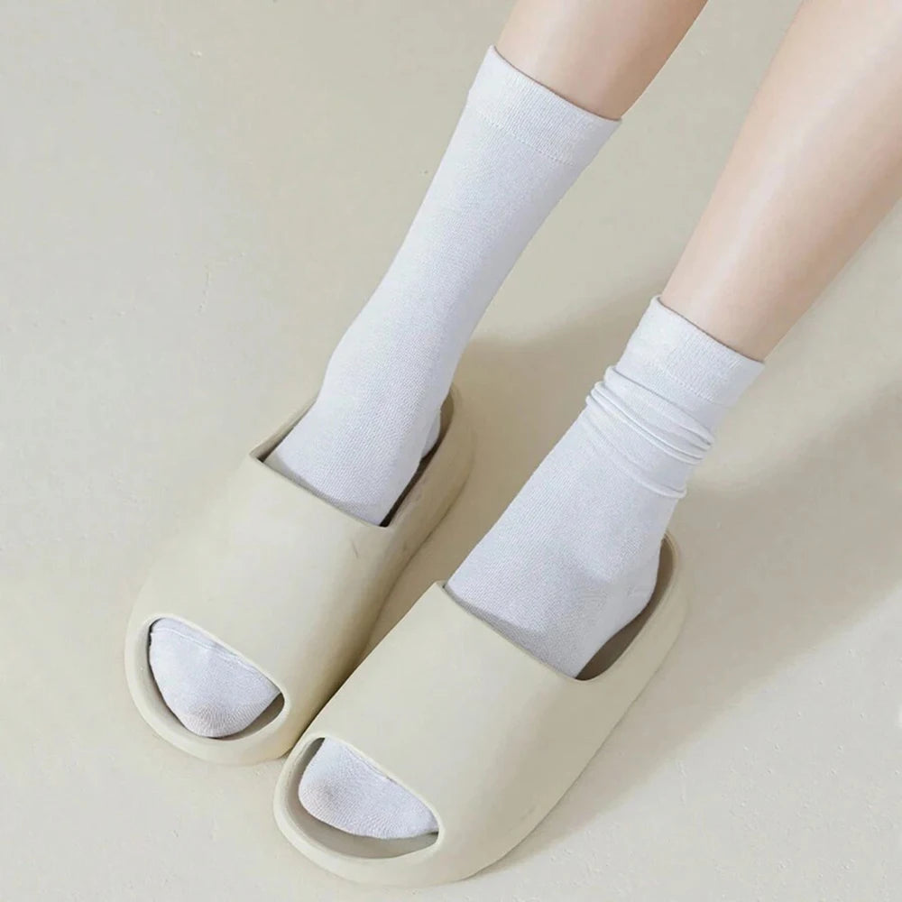 7 Pairs Womens Polyester Spandex Mid Tube Casual Socks