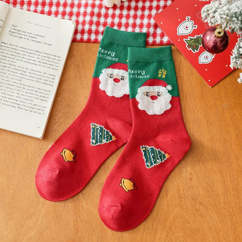 Cotton Christmas Mid Calf Socks for Women