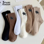 Polyester Elastane Crew Socks Geometric Pattern Casual Footwear