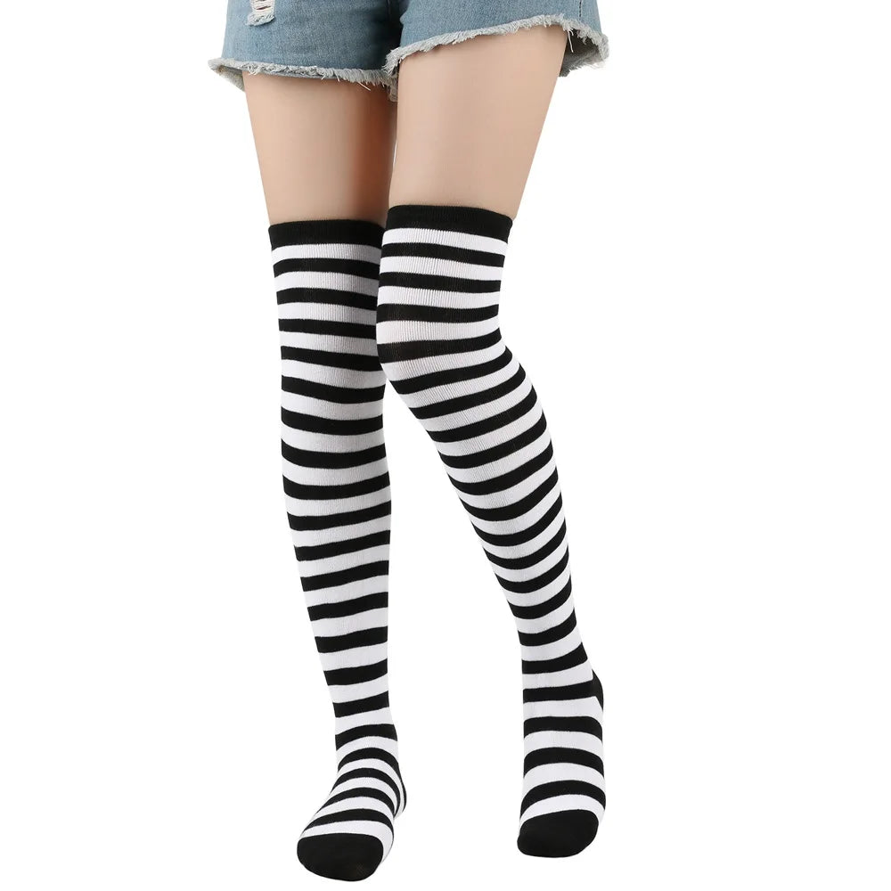 Polyester Spandex Striped Knee High Socks - 2