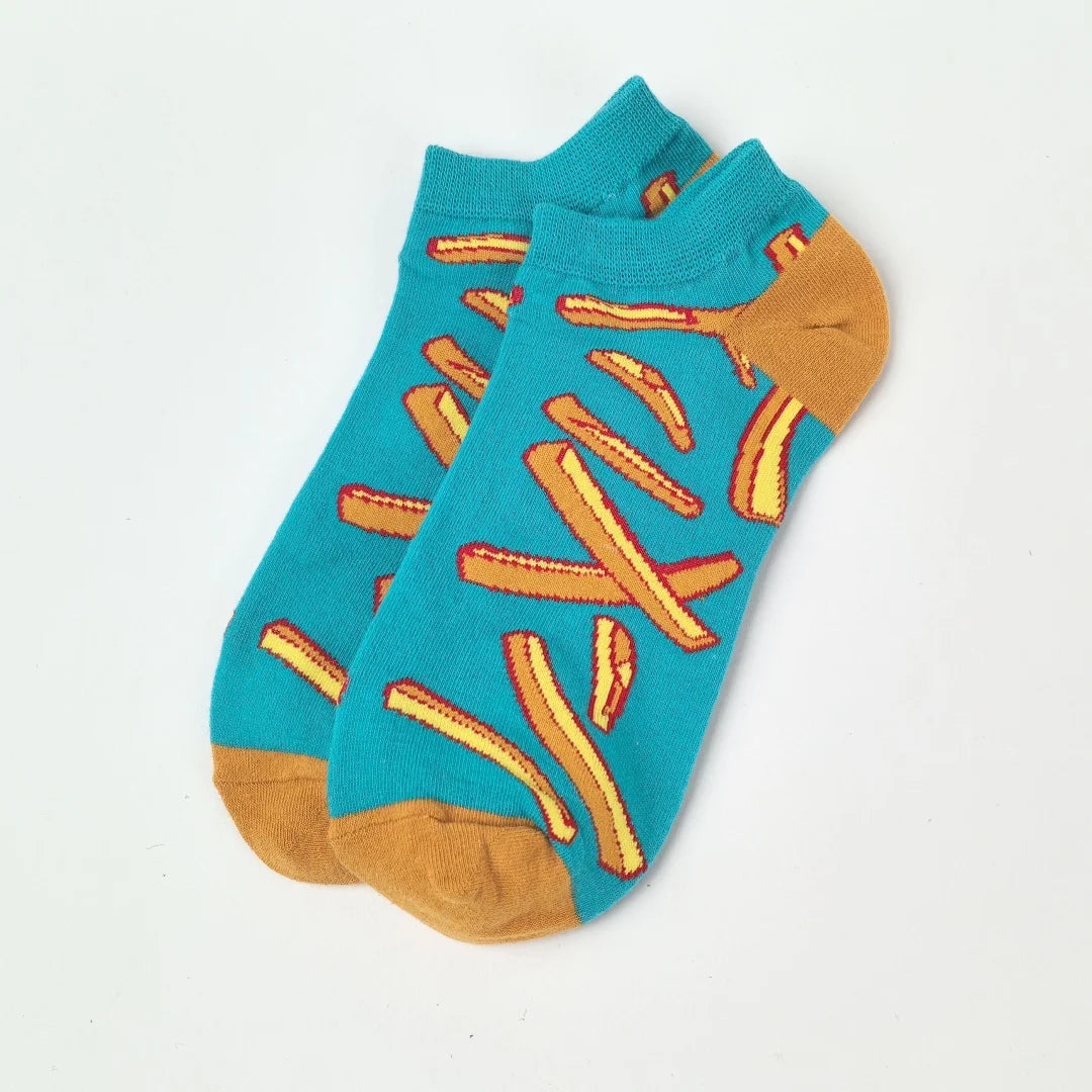 Cotton Blend Novelty Food Print Mid Calf Unisex Socks