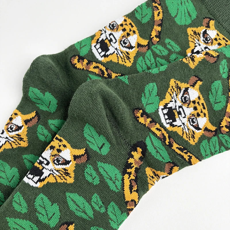 Polyester Elastane Animal Print Mid Calf Socks - 5
