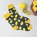 Cotton Blend Lemon Print Mid Calf Socks
