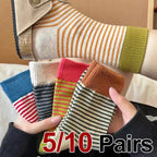 Striped Polyester Elastane Crew Socks Women