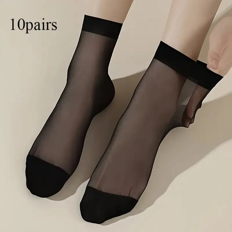 Nylon Spandex Transparent Casual Socks