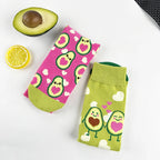 Cotton Blend Avocado Pattern Crew Socks