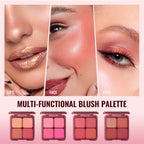 4 Color Matte Powder Blush Palette with Makeup Brush