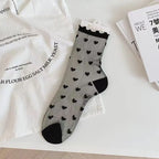 Polyester Mesh Heart Pattern Breathable Womens Socks