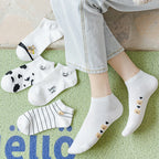 Polyester Elastane Cartoon Print Low Cut Casual Womens Socks