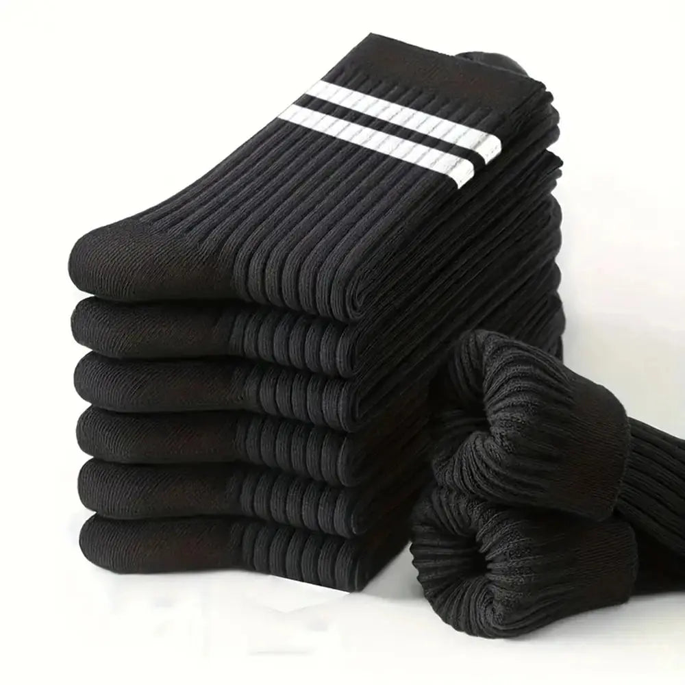 Polyester Blend Mens Crew Socks Mid Tube Casual Wear - 1