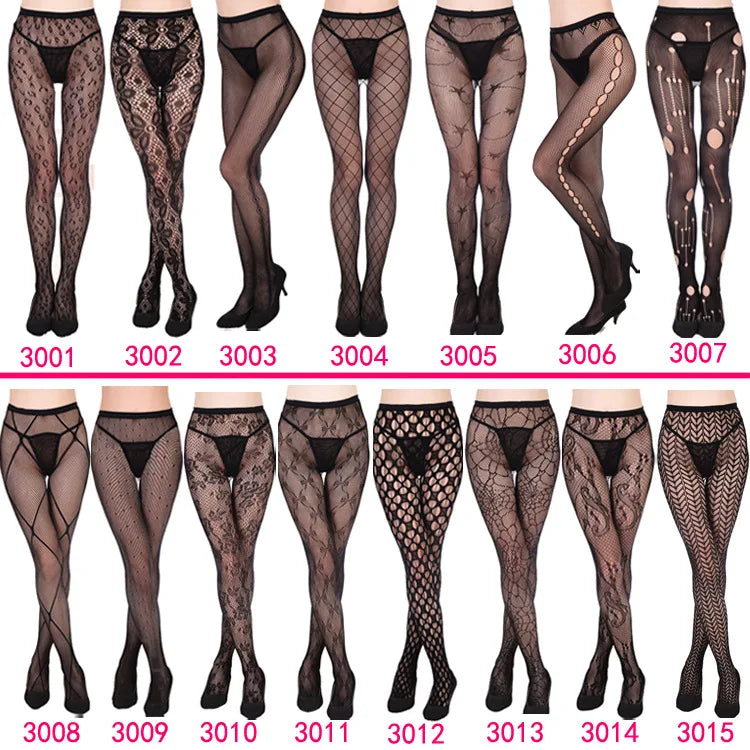 Nylon Spandex Jacquard Patterned Fishnet Pantyhose Tights