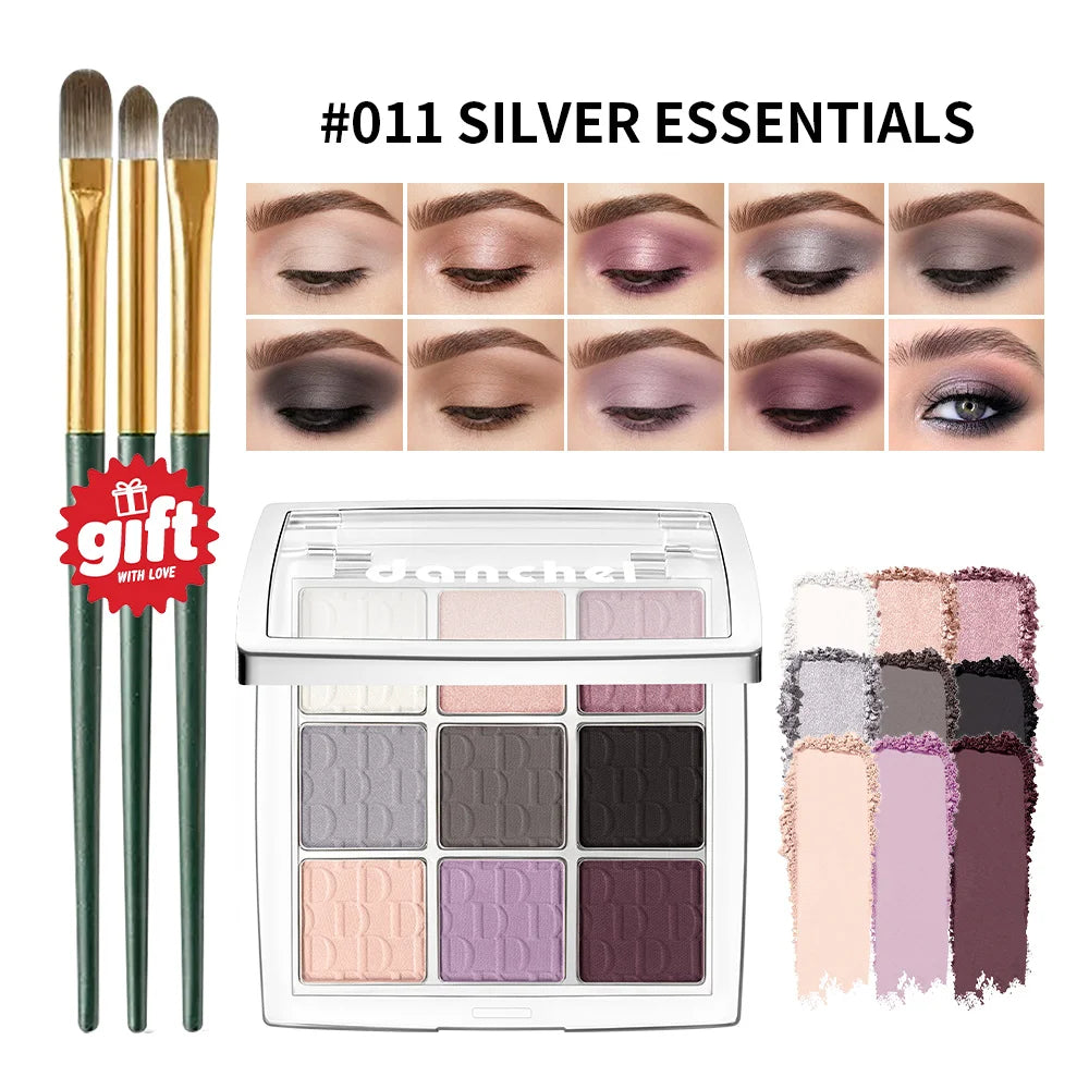 9 Color Powder Eyeshadow Palette with Makeup Brush