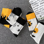 Polyester Elastane Halloween Patterned Mid Calf Socks 5 Pack