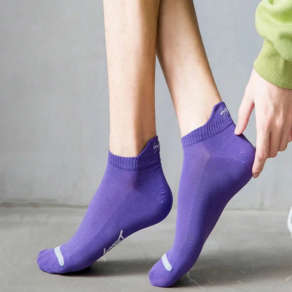 Men Breathable Polyester Ankle Socks Sports Invisible Casual Footwear