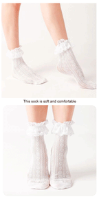 Polyester Elastane Lace Mid Tube Lolita Socks