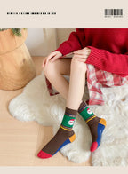 Cotton Christmas Mid Calf Socks for Women