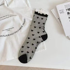 Polyester Mesh Heart Pattern Breathable Womens Socks
