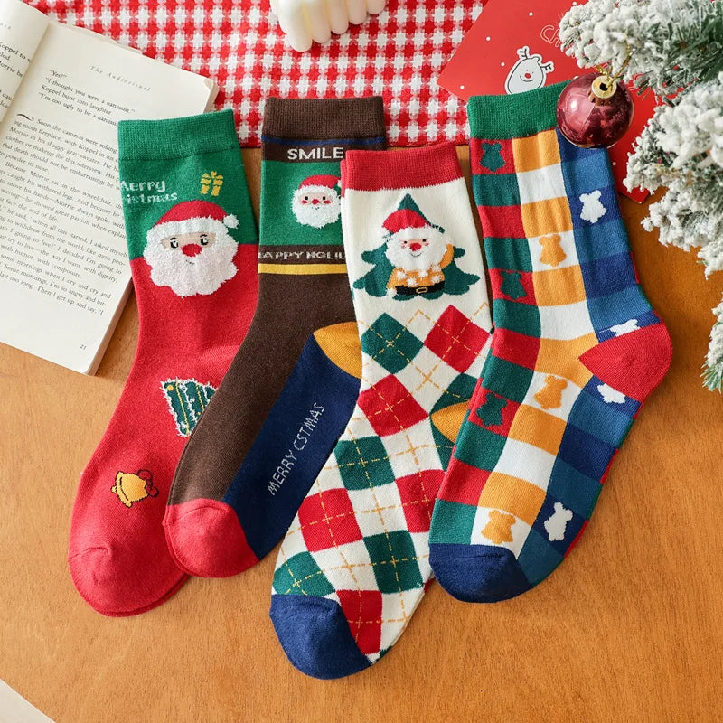 Cotton Christmas Mid Calf Socks for Women