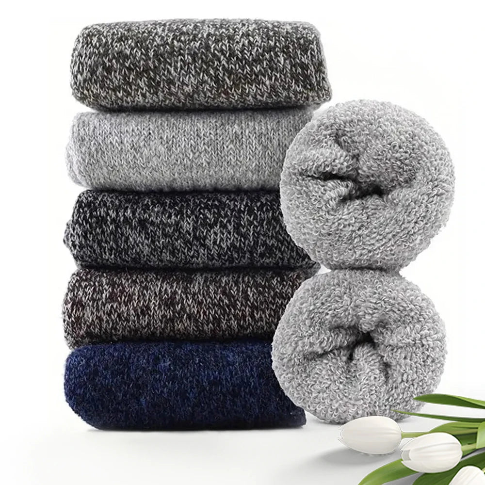 Thick Polyester Elastane Blend Mens Winter Crew Socks
