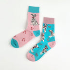 Cotton Blend Spotted Dog Print Mid Calf Casual Socks