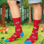 Cotton Blend Fox Print Mid Calf Casual Crew Socks