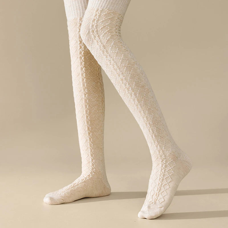 Wool Blend Knit Knee High Socks - 12