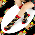 Polyester Elastane Sloth Pattern Mid Calf Casual Socks