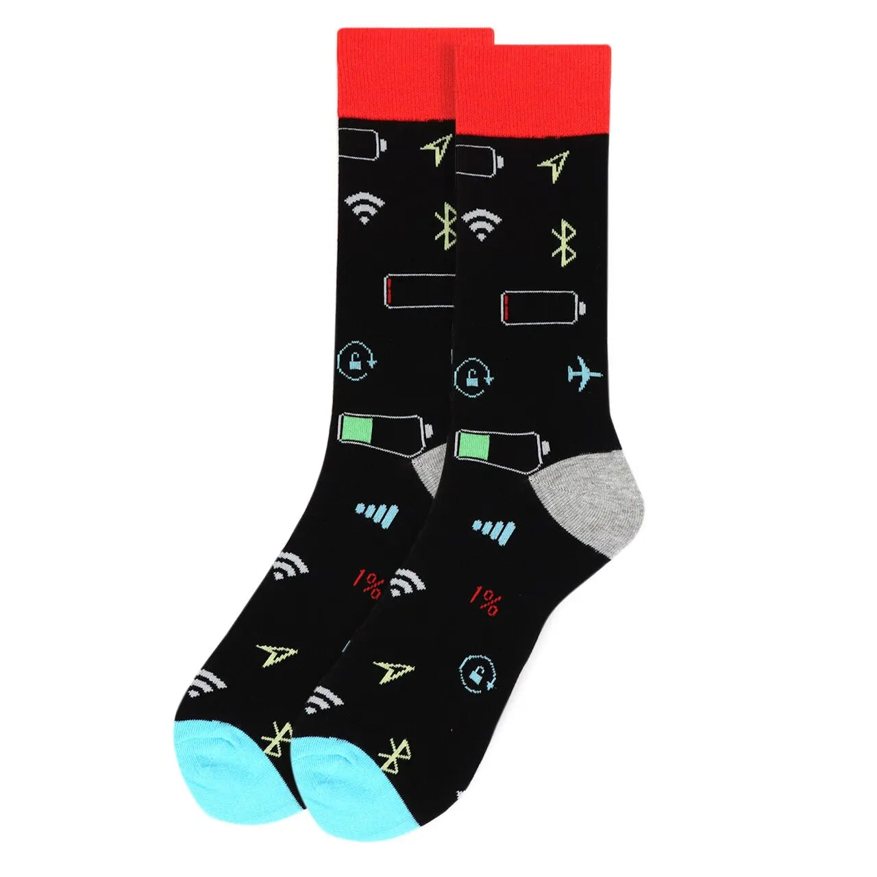 Polyester Elastane Tech Symbol Pattern Crew Socks